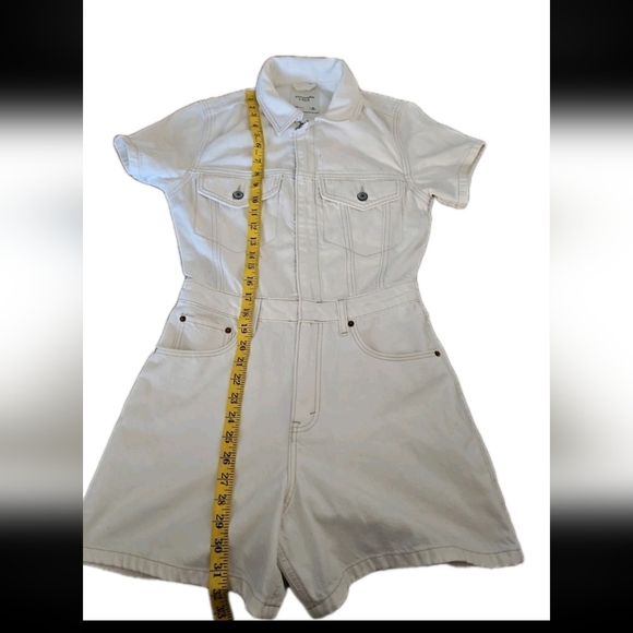 Abercrombie & Fitch Women’s Cream Denim Romper Casual One-Piece Summer Short XS - Picture 16 of 16